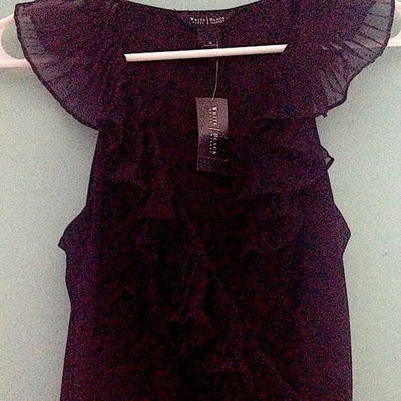 Black Ruffle V-Neck Wrap Dress - Picture 3 of 5